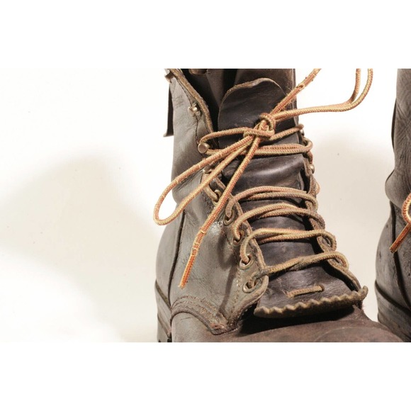 Vintage Danner Distressed Heavy Worn Brown Leather Kiltie Logger Boots USA main image 5